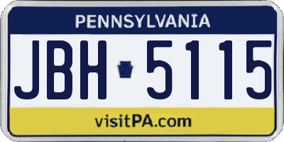 PA license plate JBH5115