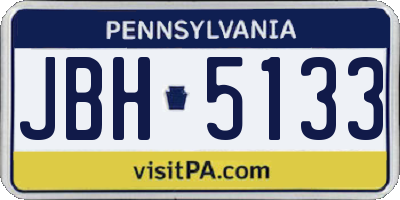 PA license plate JBH5133