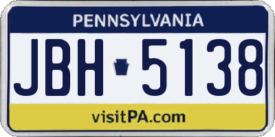 PA license plate JBH5138