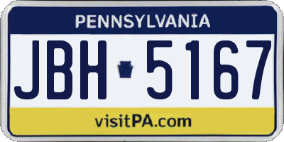 PA license plate JBH5167