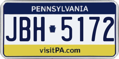 PA license plate JBH5172