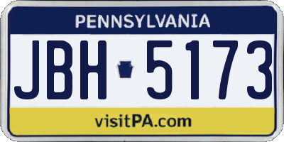 PA license plate JBH5173