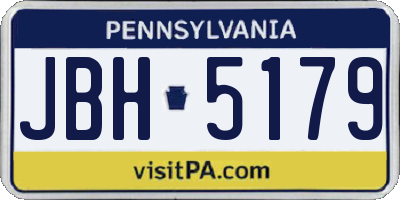 PA license plate JBH5179