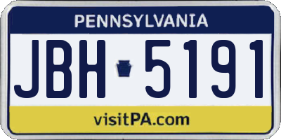 PA license plate JBH5191