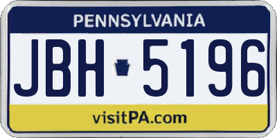 PA license plate JBH5196