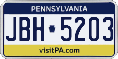 PA license plate JBH5203