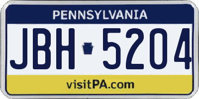 PA license plate JBH5204