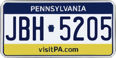 PA license plate JBH5205