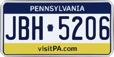 PA license plate JBH5206