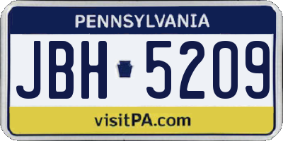 PA license plate JBH5209