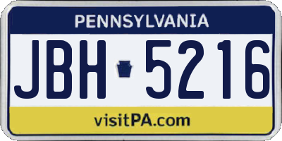 PA license plate JBH5216