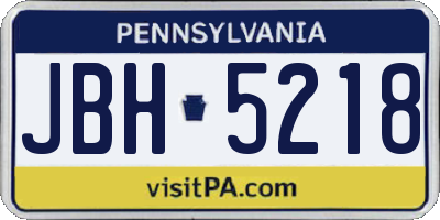 PA license plate JBH5218