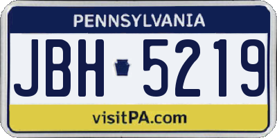 PA license plate JBH5219