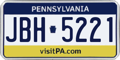 PA license plate JBH5221