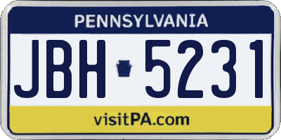 PA license plate JBH5231