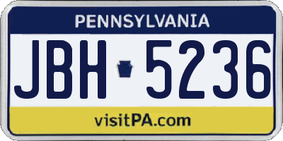 PA license plate JBH5236