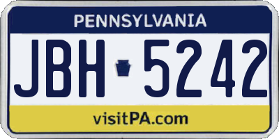 PA license plate JBH5242