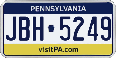 PA license plate JBH5249