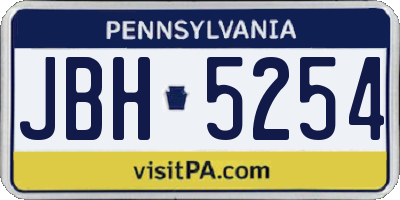 PA license plate JBH5254