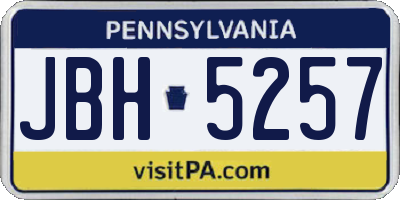 PA license plate JBH5257