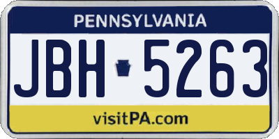 PA license plate JBH5263