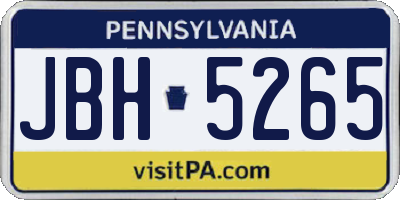 PA license plate JBH5265