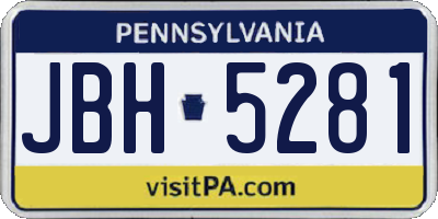 PA license plate JBH5281