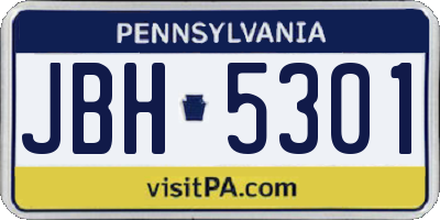 PA license plate JBH5301