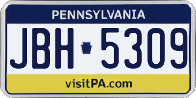 PA license plate JBH5309