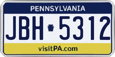 PA license plate JBH5312