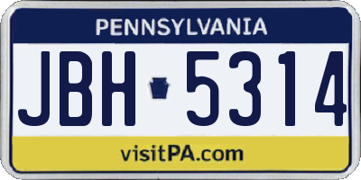 PA license plate JBH5314