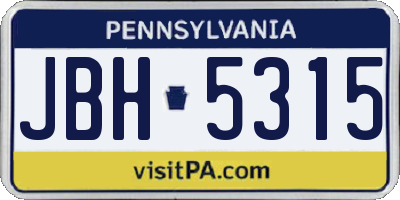 PA license plate JBH5315