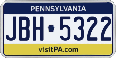 PA license plate JBH5322