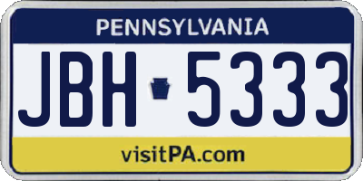 PA license plate JBH5333