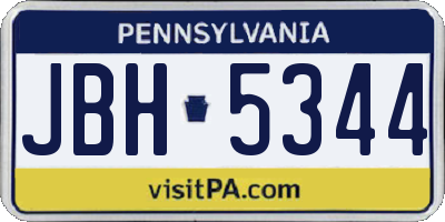 PA license plate JBH5344