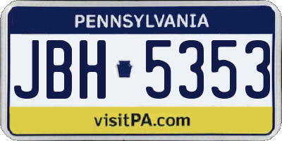 PA license plate JBH5353
