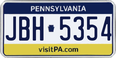 PA license plate JBH5354