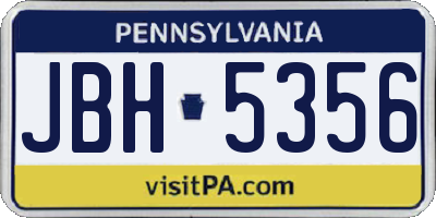 PA license plate JBH5356