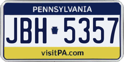 PA license plate JBH5357