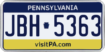 PA license plate JBH5363