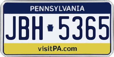 PA license plate JBH5365