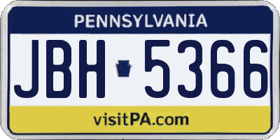 PA license plate JBH5366