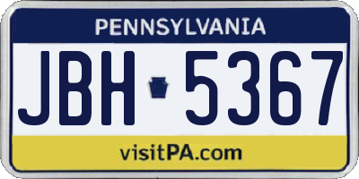 PA license plate JBH5367