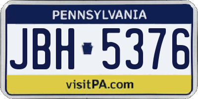 PA license plate JBH5376