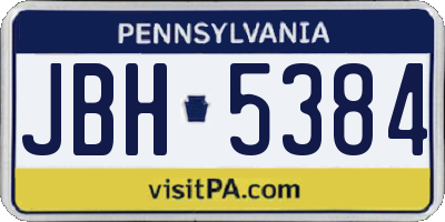 PA license plate JBH5384