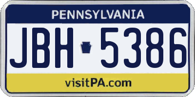 PA license plate JBH5386