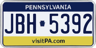 PA license plate JBH5392