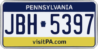 PA license plate JBH5397