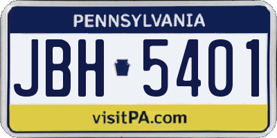 PA license plate JBH5401