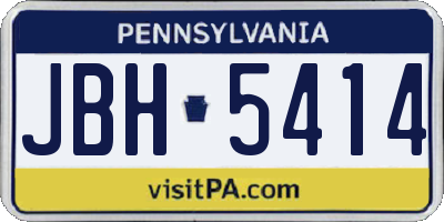 PA license plate JBH5414